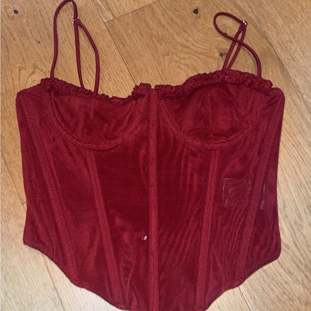 White Fox Boutique Burgundy Corset Top